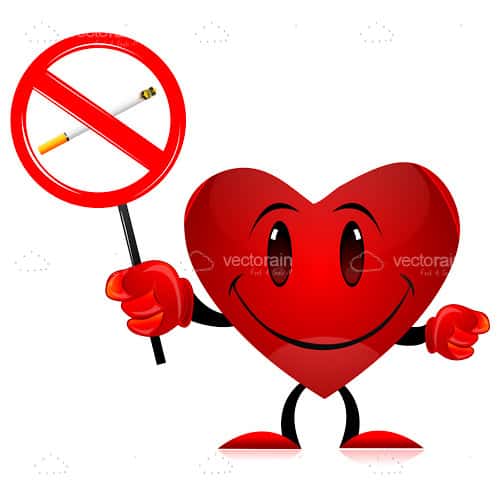 Cartoon Heart with No Smoking Sign